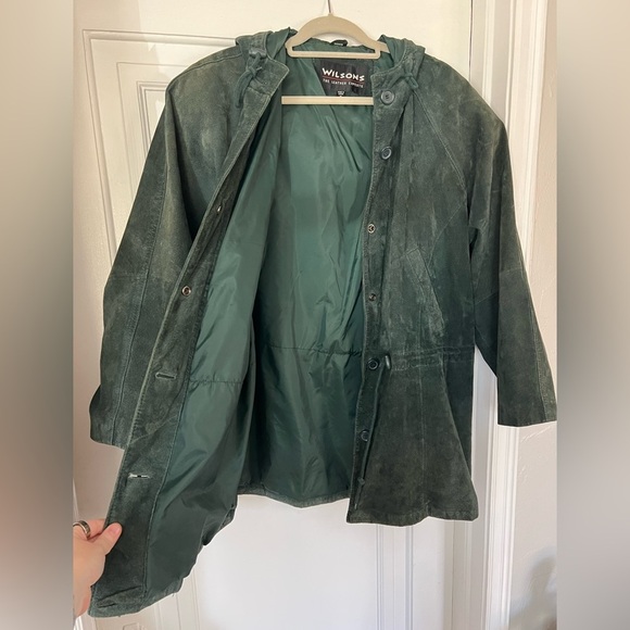 Vintage Wilsons Leather Green Suede Coat – Hooded Parka – Women’s Medium jacket - Picture 5 of 11